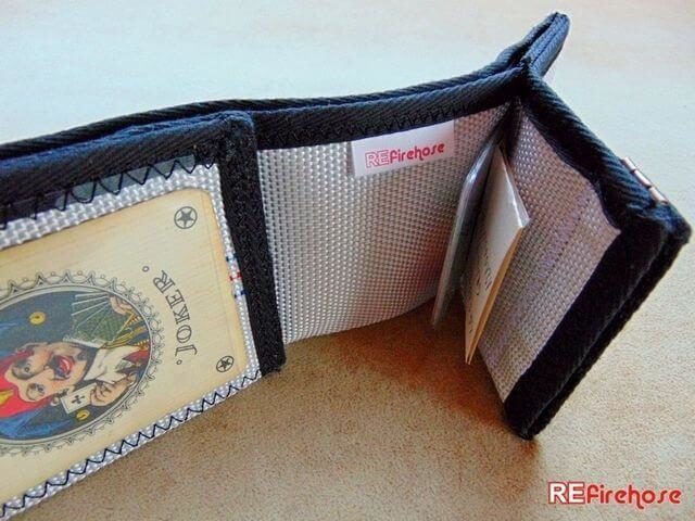 Vegan wallet because made without violence from strong durable fire hose